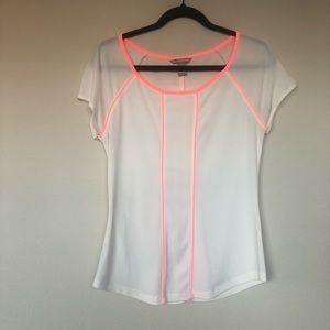 Banana Republic White and Coral Work Top